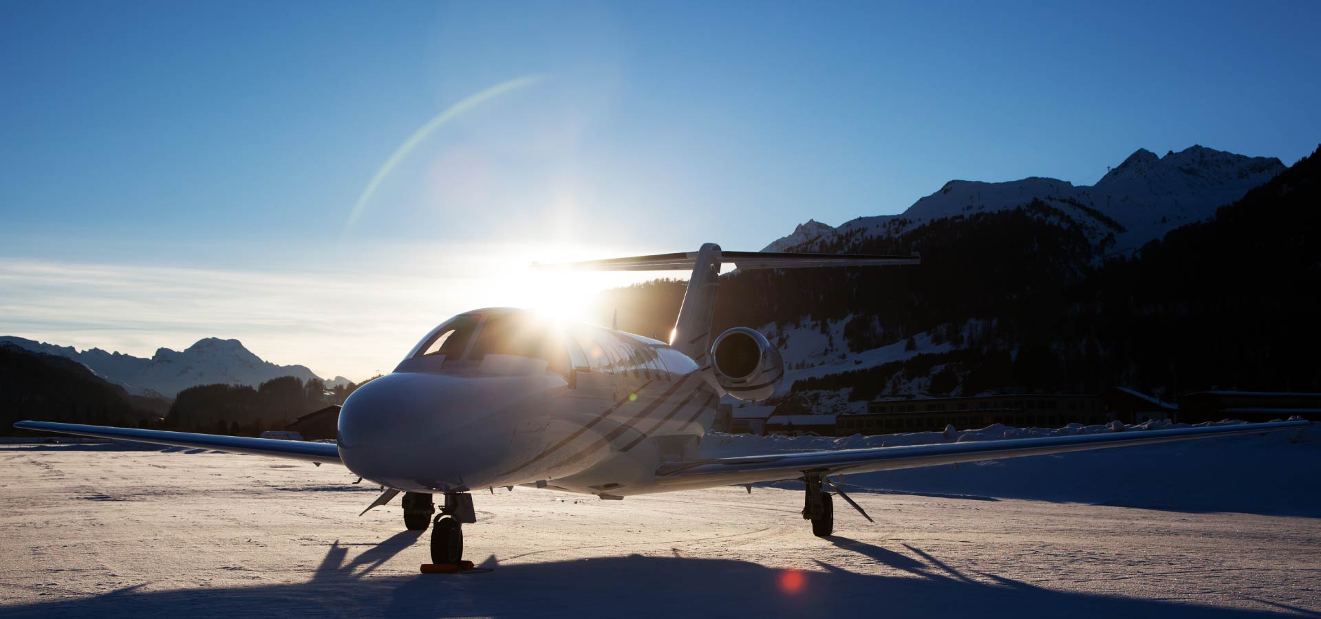 Light jet parked in the mountains