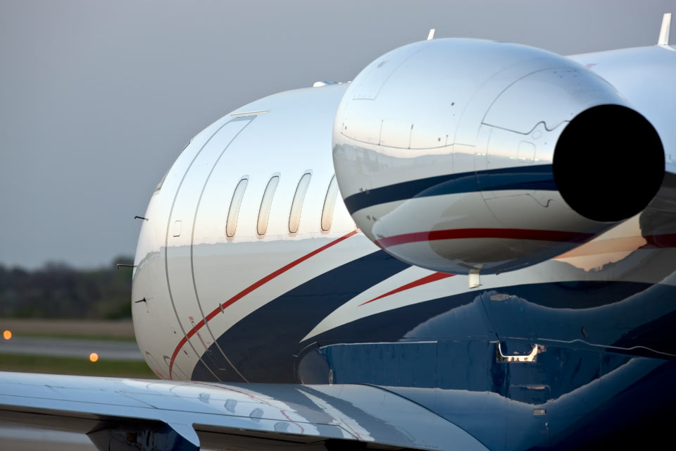 Business jet during dusk